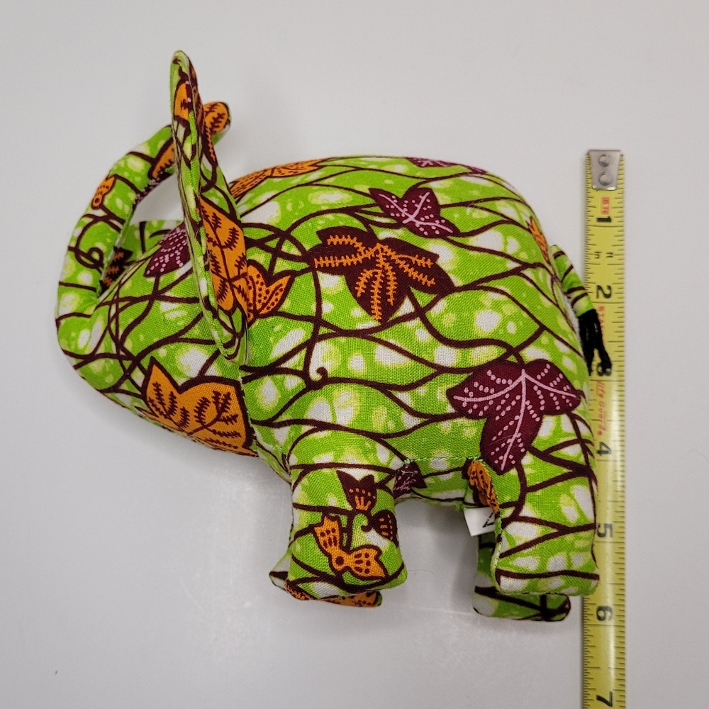 Lovely Fall Leaf Motif Green Small Stuffed Elephant Accent Pillow RARE - Picture 13 of 14